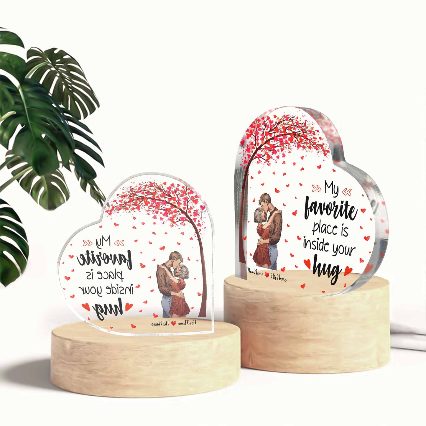 My Favorite Place Is Inside Your Hug - Personalized Couple Custom Shaped Acrylic Plaque