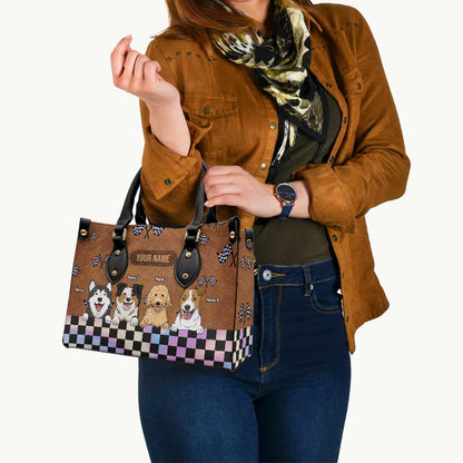 Racing Girls And Her Dogs - Personalized Racing Leather Handbag