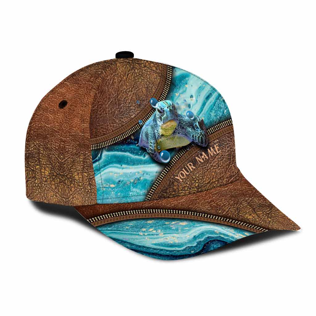 Grumpy Turtle Personalized Leather Pattern Print Cap With Printed Vent Holes