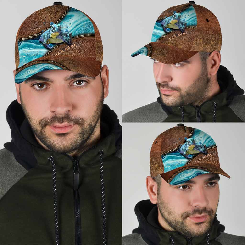 Grumpy Turtle Personalized Leather Pattern Print Cap With Printed Vent Holes