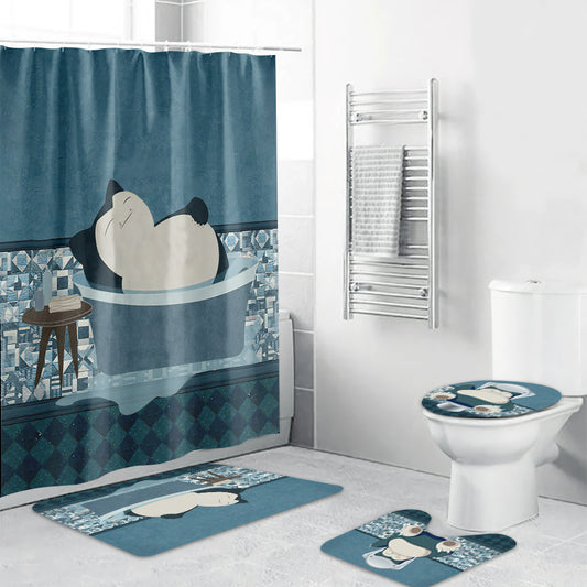 Sleepy Bath Monster Trainer Bathroom Curtain & Mats Set