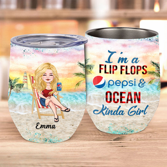 I'm A Flip Flops Kinda Girl - Personalized Texas Drink Wine Tumbler