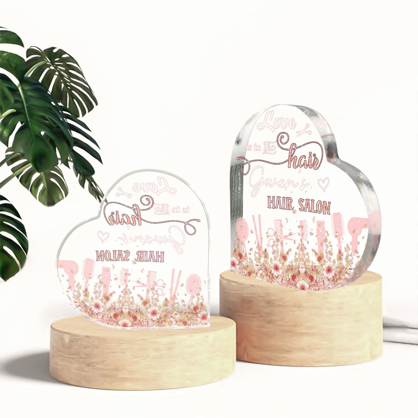 Love Is In The Hair - Personalized Hairdresser Custom Shaped Acrylic Plaque
