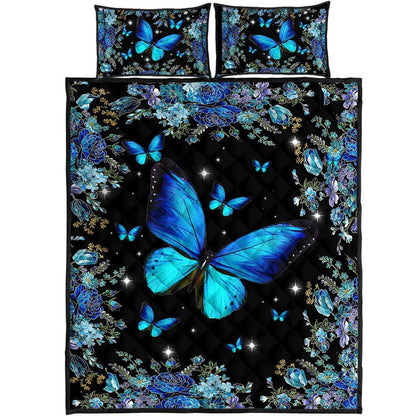 Magic Blue - Butterfly Quilt Bed Set