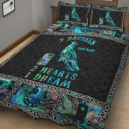 3 Barrels 2 Hearts 1 Dream - Personalized Horse Quilt Set