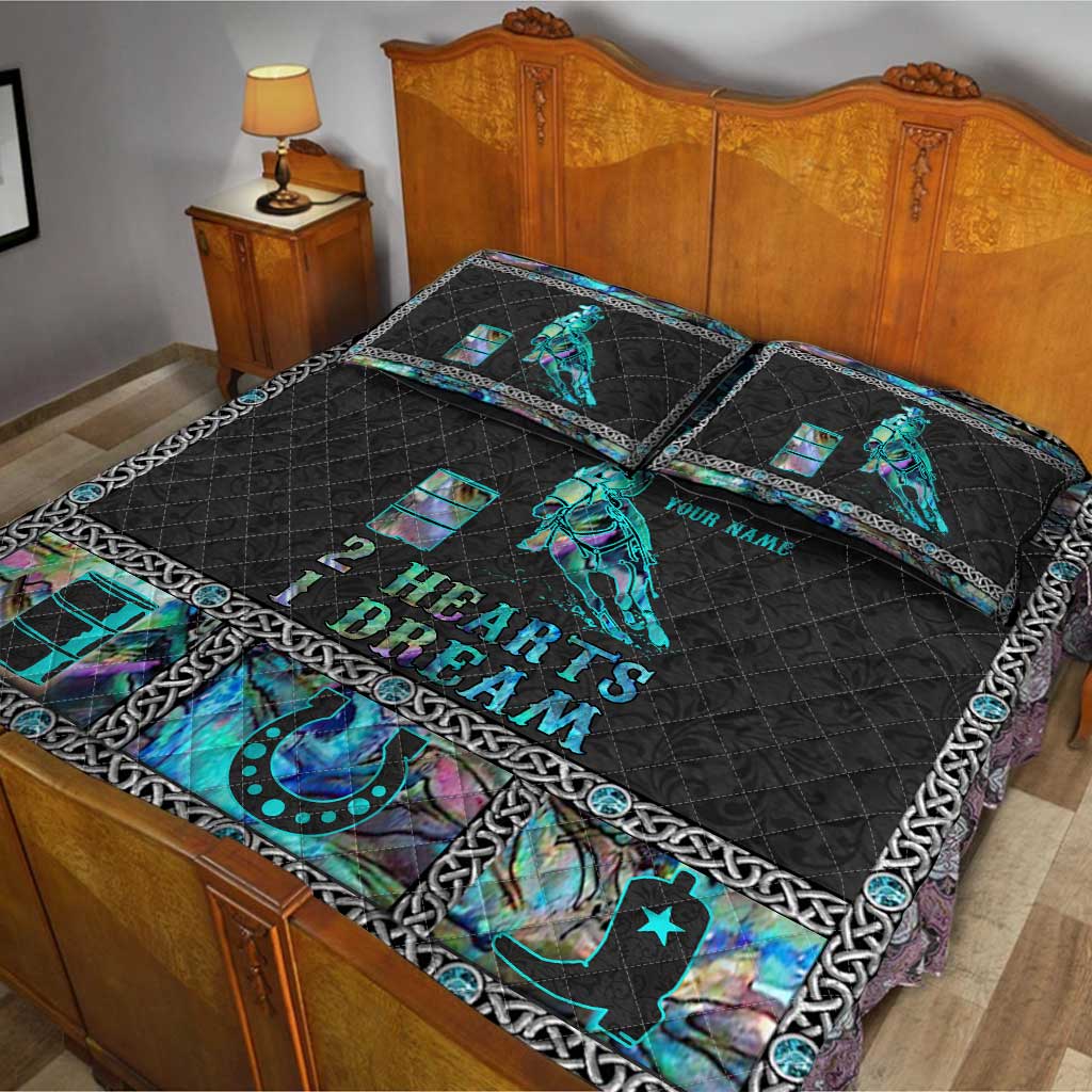 3 Barrels 2 Hearts 1 Dream - Personalized Horse Quilt Set