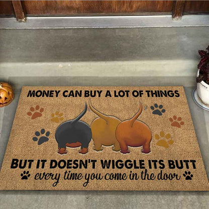 Money Can Buy A Lot Of Things - Dachshund Coir Pattern Print Doormat