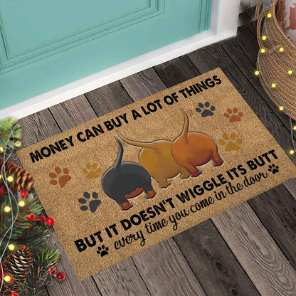 Money Can Buy A Lot Of Things - Dachshund Coir Pattern Print Doormat