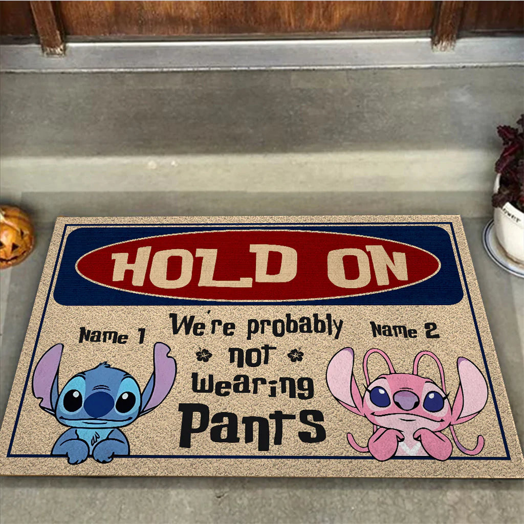 Hold On - Personalized Couple Ohana Doormat