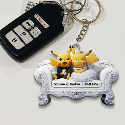 Wedding Couple - Personalized Monster Trainer Keychain