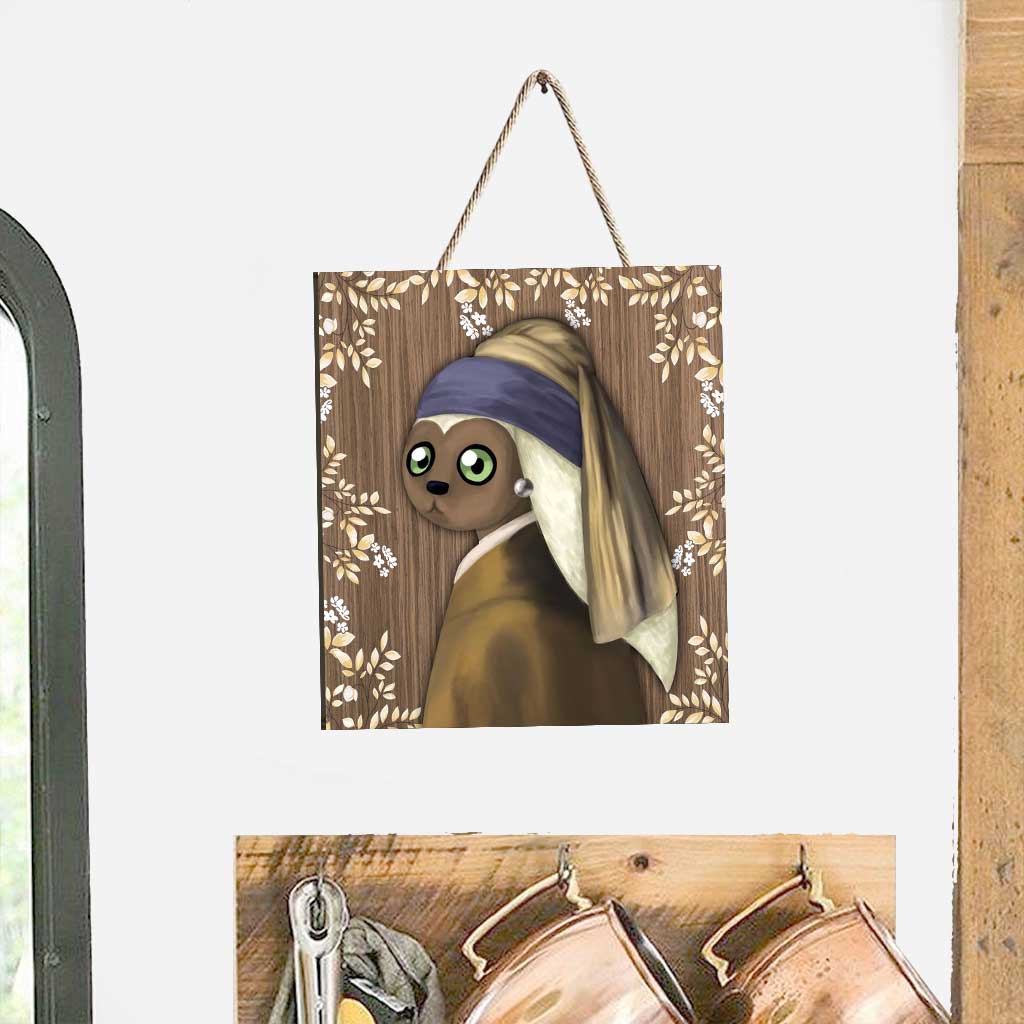 Momo With A Pearl Earring - Wood Sign