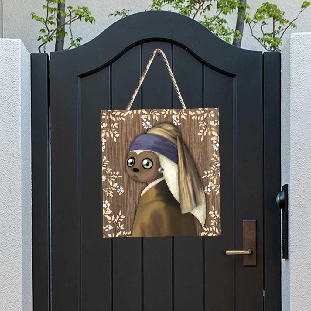 Momo With A Pearl Earring - Wood Sign