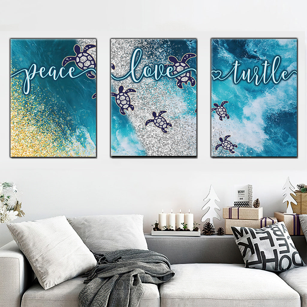 Peace Love Turtle - Turtle Poster & Canvas Set