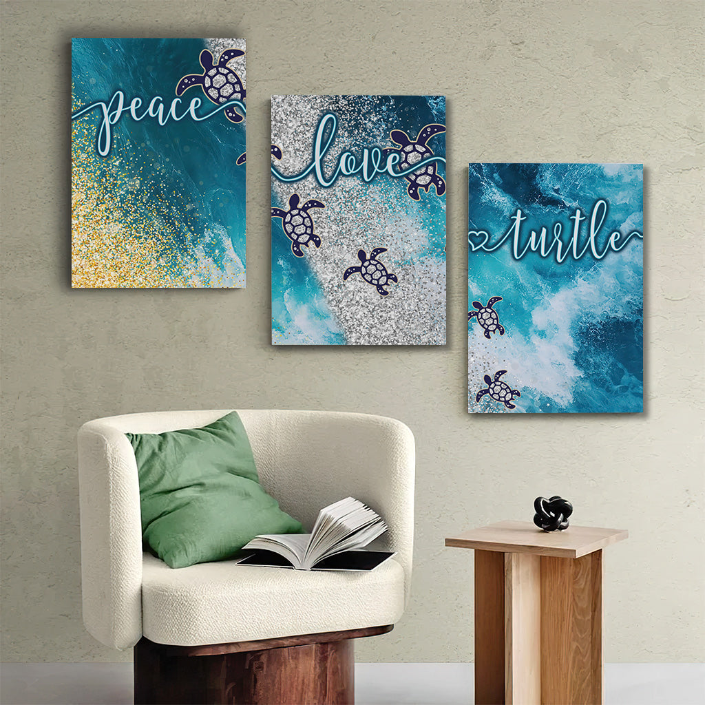 Peace Love Turtle - Turtle Poster & Canvas Set