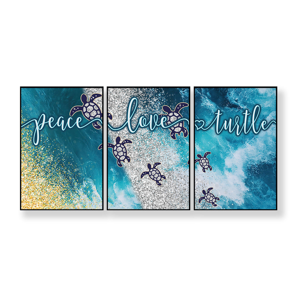 Peace Love Turtle - Turtle Poster & Canvas Set