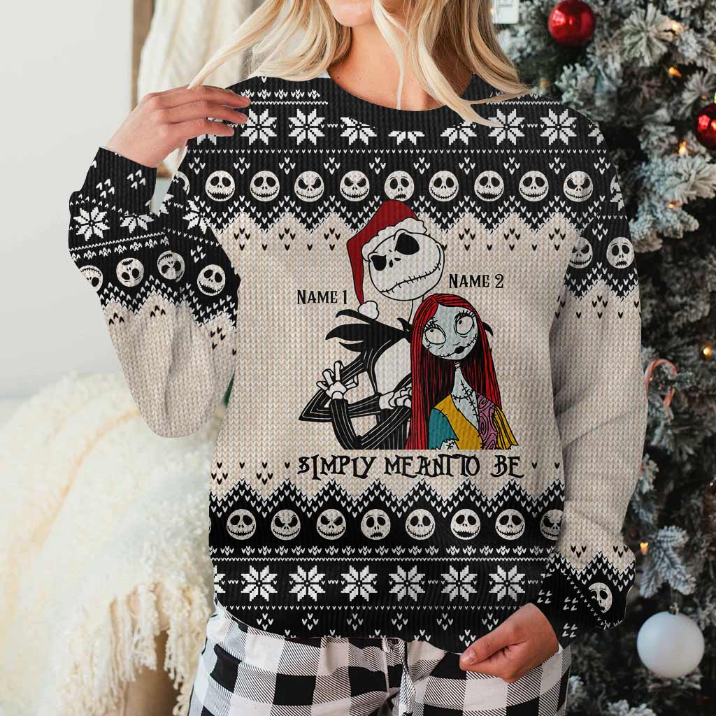 Simply Meant To Be - Personalized Christmas Nightmare Sweater With Faux Wool Pattern Printed