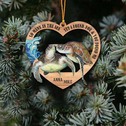 So Many In The Sea - Personalized Christmas Turtle Ornament (Printed On Both Sides)