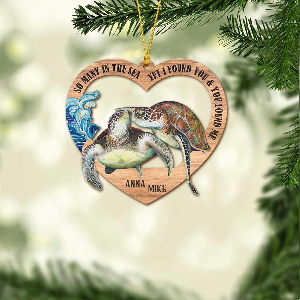 So Many In The Sea - Personalized Christmas Turtle Ornament (Printed On Both Sides)