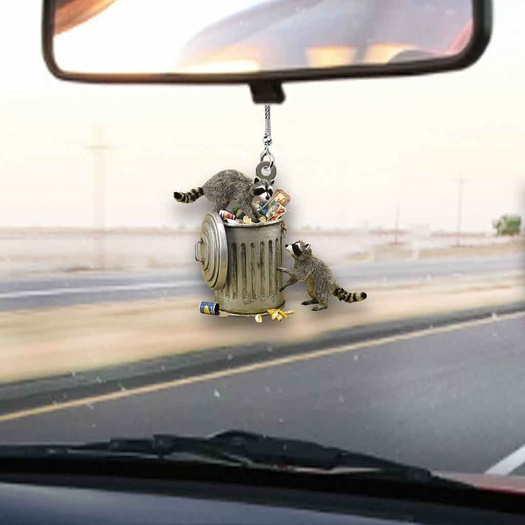 Eat Trash Live Fast Raccoon - Car Ornament (Printed On Both Sides)