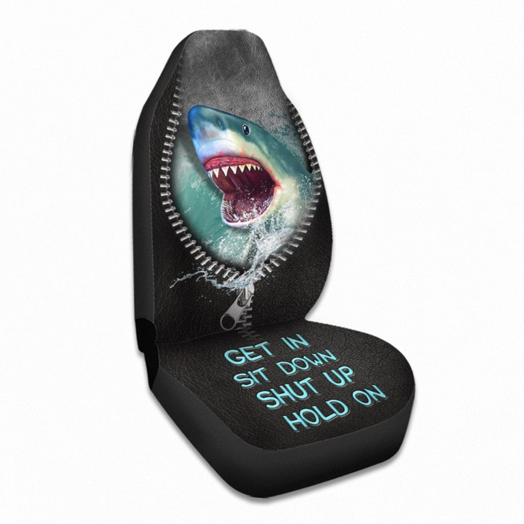 Get In Sit Down Shut Up Hold On - Shark Seat Covers With Leather Pattern Print