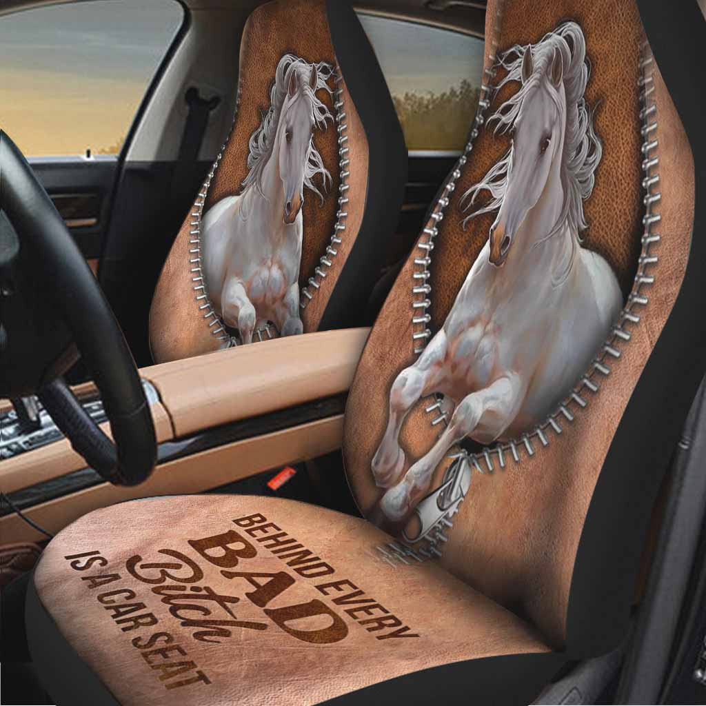 Behind Every Bad - Horse Seat Covers With Leather Pattern Print