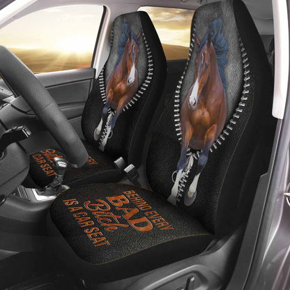 Behind Every Bad - Horse Seat Covers With Leather Pattern Print