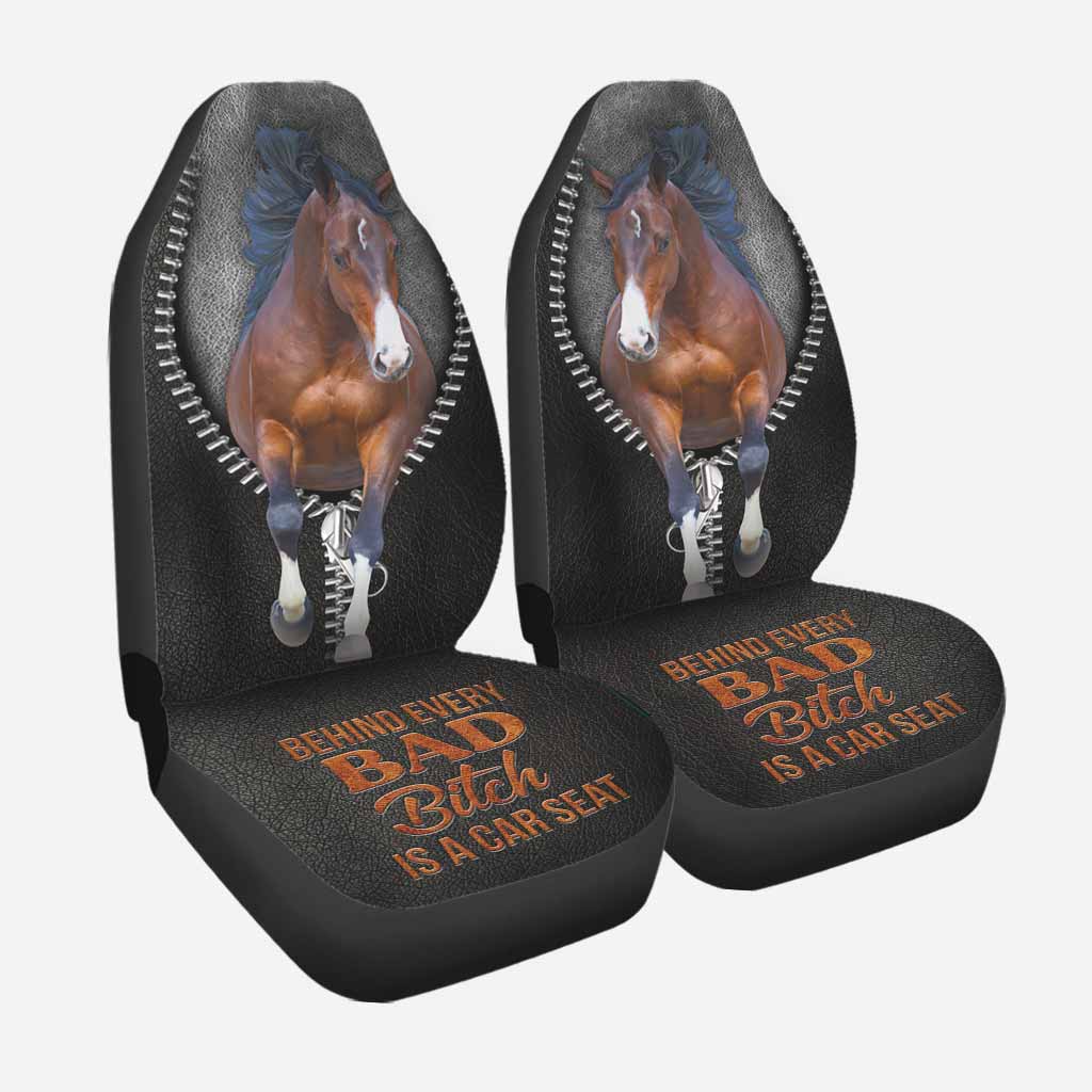 Behind Every Bad - Horse Seat Covers With Leather Pattern Print