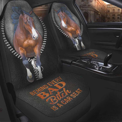 Behind Every Bad - Horse Seat Covers With Leather Pattern Print