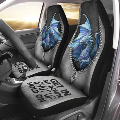 Get In Sit Down - Dragon Seat Covers With Leather Pattern Print