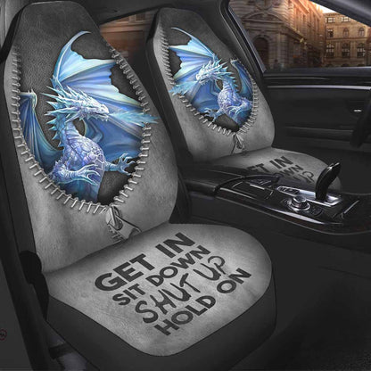 Get In Sit Down - Dragon Seat Covers With Leather Pattern Print