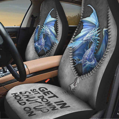 Get In Sit Down - Dragon Seat Covers With Leather Pattern Print