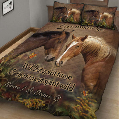 Love Makes The Wildest Spirit Tame - Personalized Horse Quilt Set