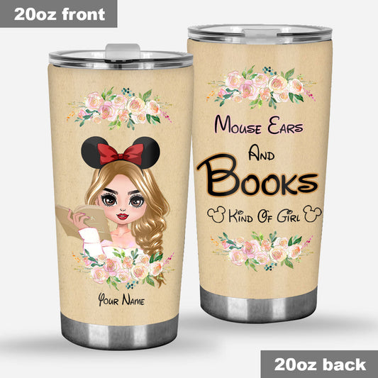 Mouse Ears And Book Kind Of Girl - Personalized Book Tumbler