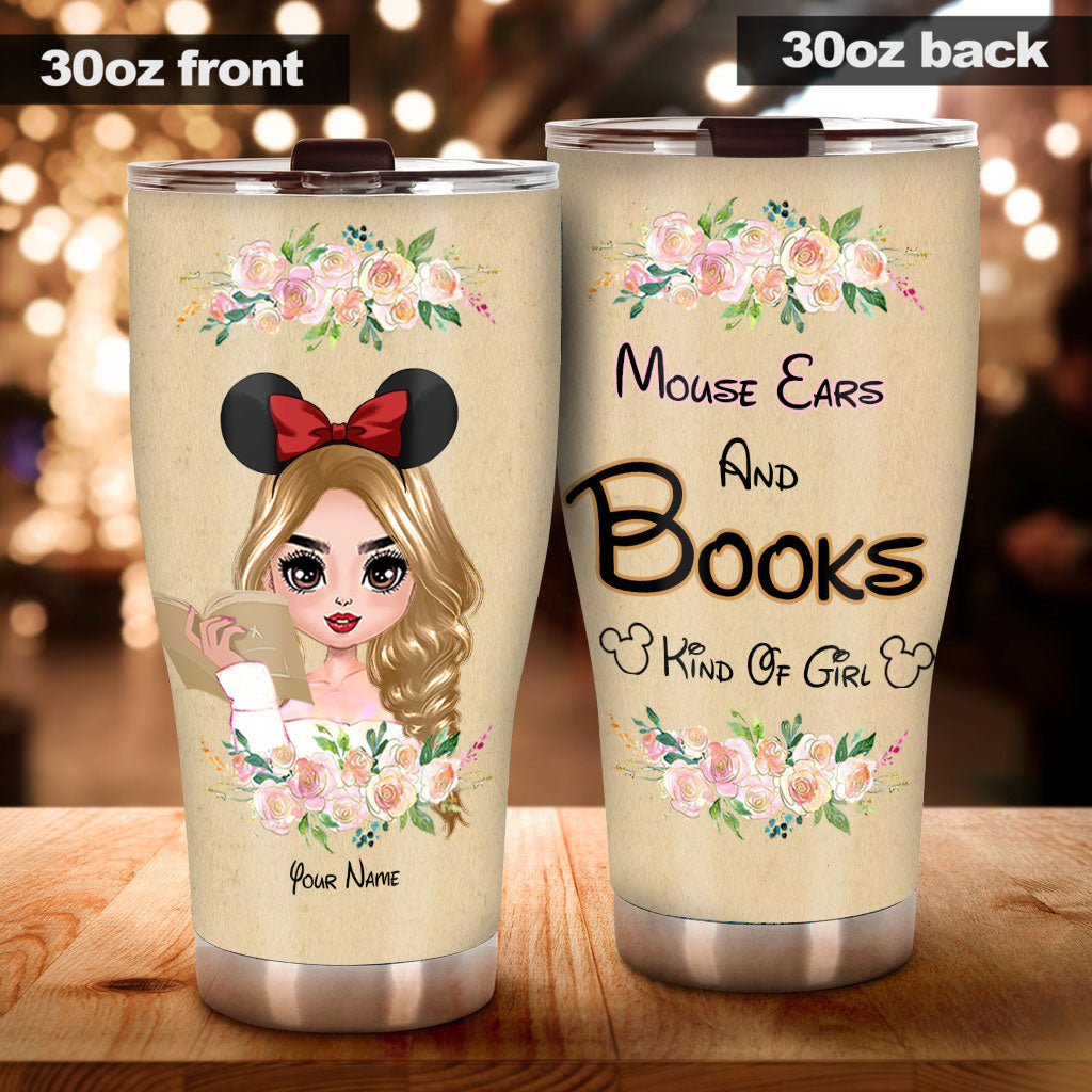 Mouse Ears And Book Kind Of Girl - Personalized Book Tumbler