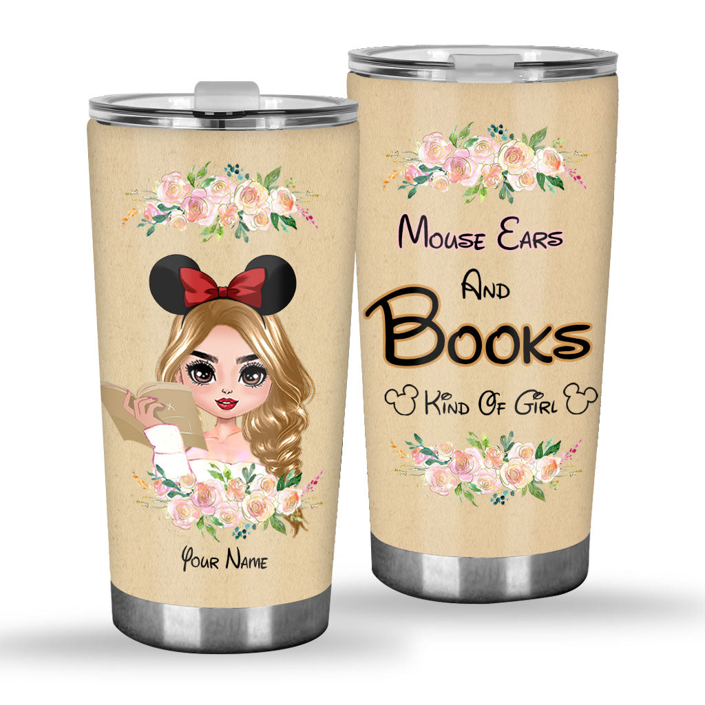 Mouse Ears And Book Kind Of Girl - Personalized Book Tumbler