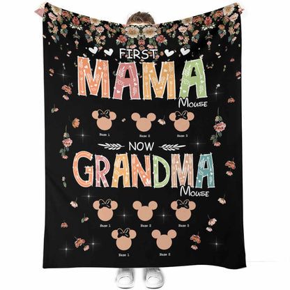 First Mama Mouse Now Grandma Mouse - Personalized Mother's Day Grandma Blanket