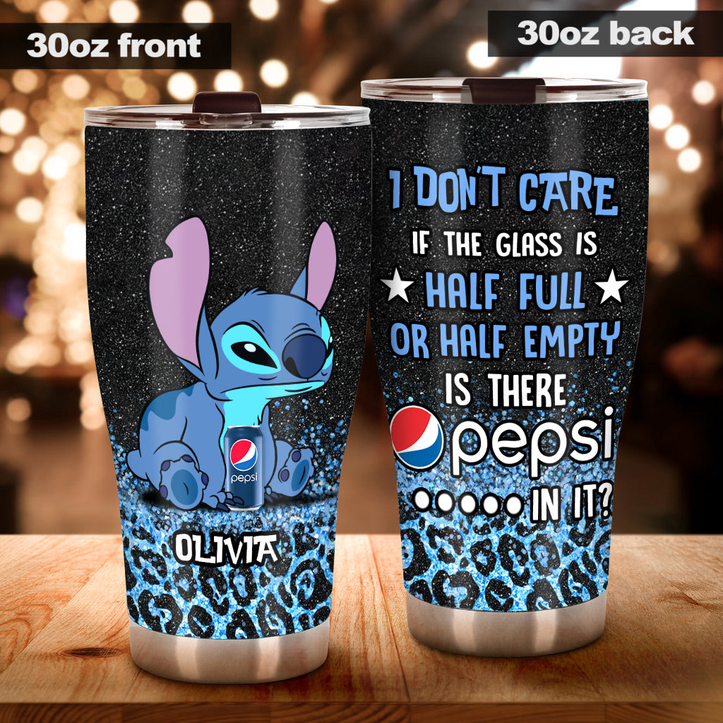 I Don't Care - Personalized Blue Soft Drink Tumbler