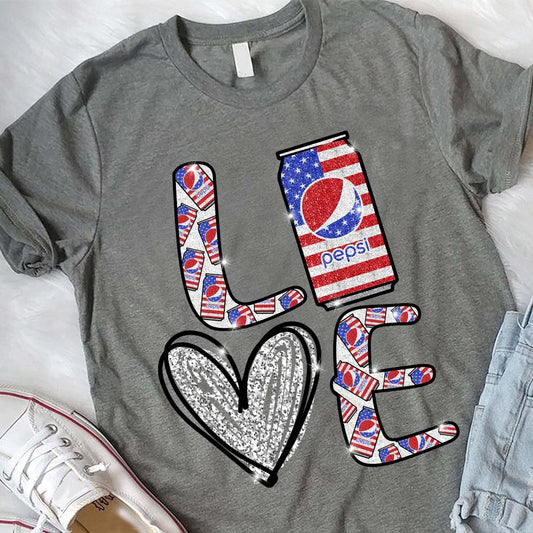 Love Summer Patriotic Blue Soft Drink T-shirt and Hoodie