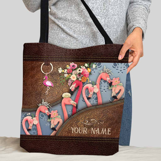 Love Flamingos Personalized  Tote Bag