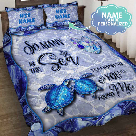 So Many In The Sea Turtle Personalized Quilt Bed Set