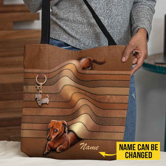 Lovely Dachshund Personalized  Tote Bag