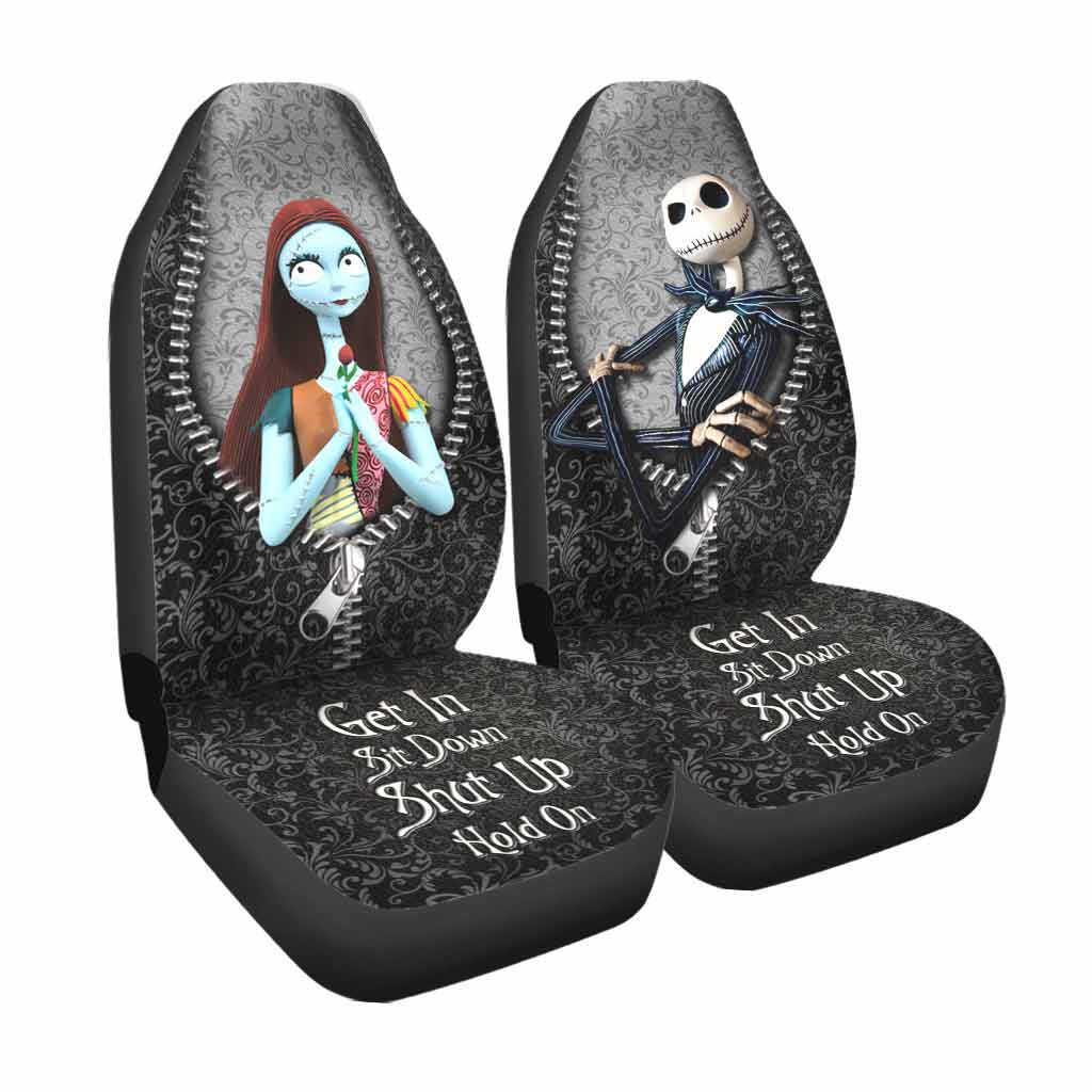Get In Sit Down Shut Up Hold On -  Nightmare Seat Covers With Leather Pattern Print