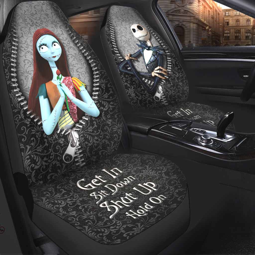 Get In Sit Down Shut Up Hold On -  Nightmare Seat Covers With Leather Pattern Print