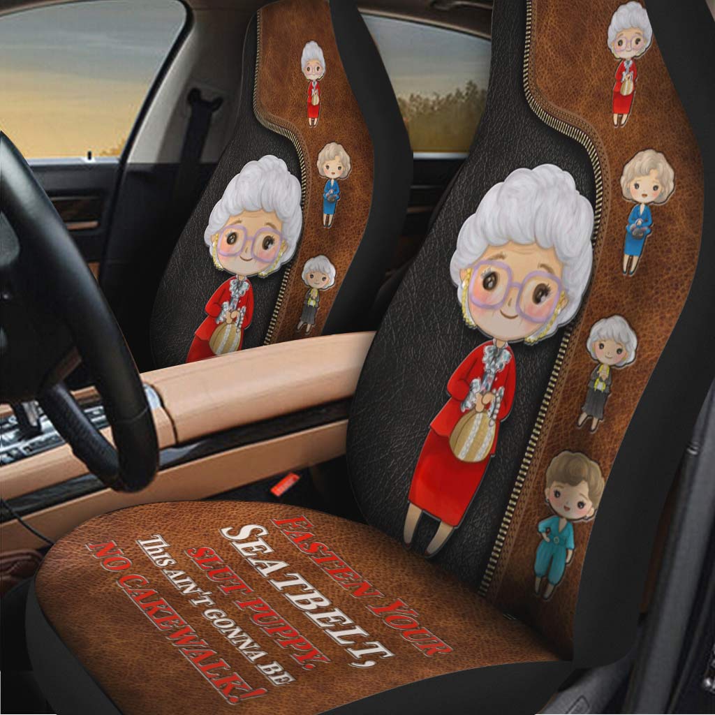 Fasten Your Seatbelt - Seat Covers With  Leather Pattern Print