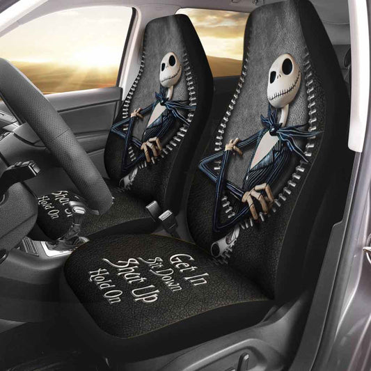 Get In Sit Down Shut Up Hold On - Nightmare Seat Covers With Leather Pattern Print 1