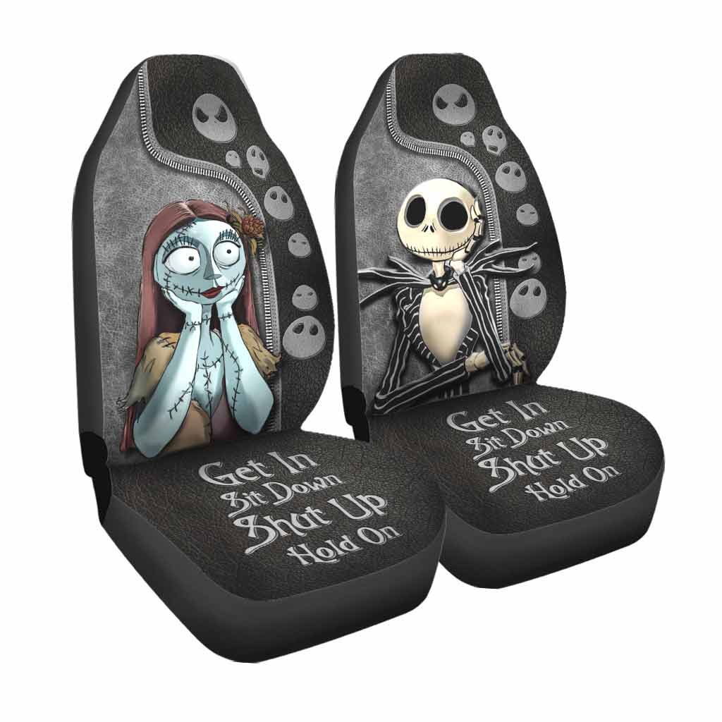 Get In Sit Down Shut Up Hold On -  Nightmare Seat Covers With Leather Pattern Print