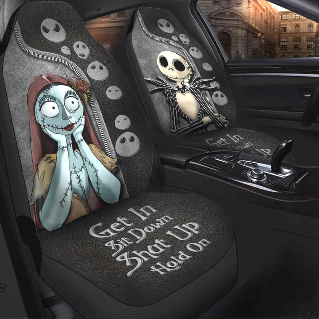 Get In Sit Down Shut Up Hold On -  Nightmare Seat Covers With Leather Pattern Print