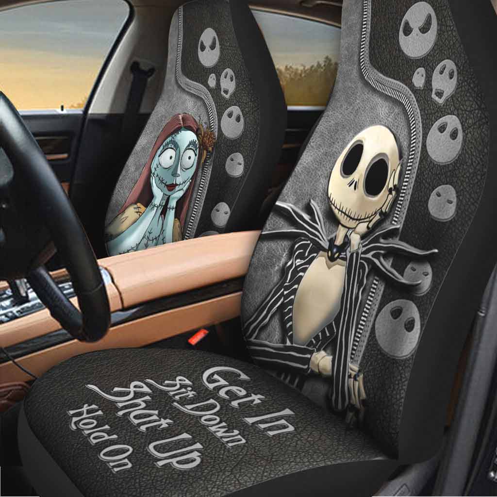 Get In Sit Down Shut Up Hold On -  Nightmare Seat Covers With Leather Pattern Print