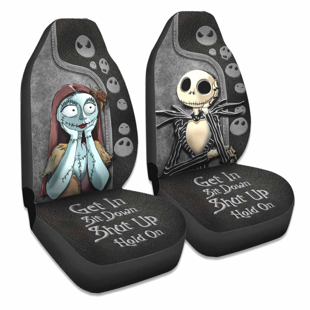 Get In Sit Down Shut Up Hold On -  Nightmare Seat Covers With Leather Pattern Print