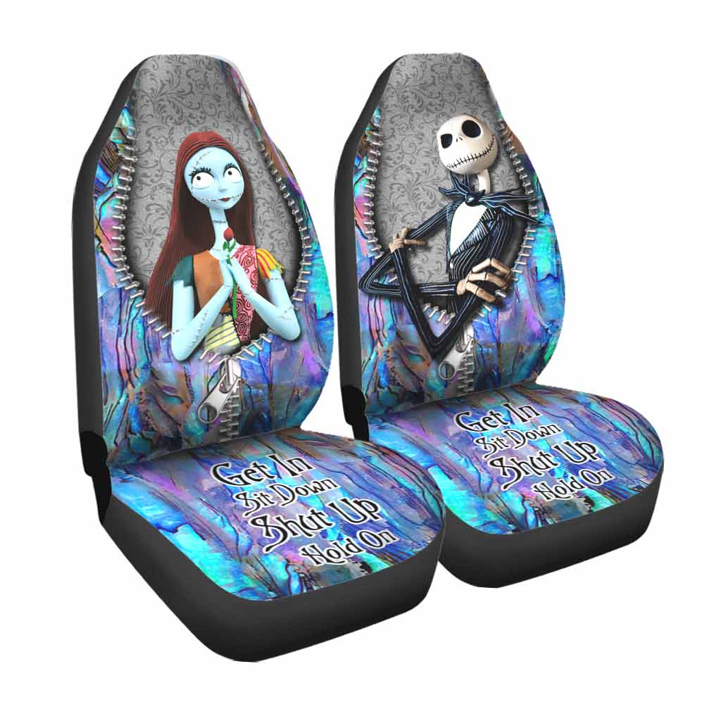 Get In Sit Down Shut Up Hold On -  Nightmare Seat Covers With Leather Pattern Print